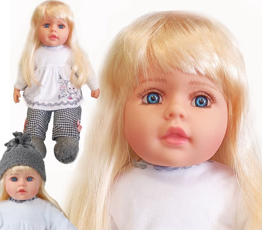 Happy Kiddo SN84752 Lalka bobas jak żywa duża 56cm miękka interaktywna mówi śpiewa 2języki uczy