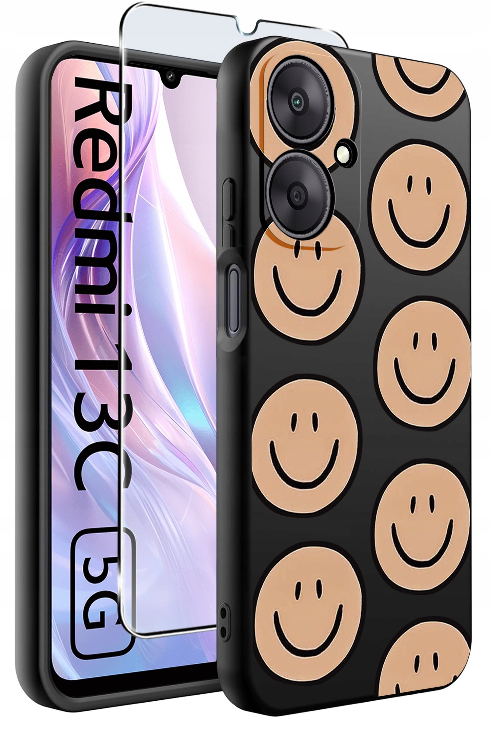 ETUI do Xiaomi Redmi 13C 5G WZORY |SILIKONOWE MATT CASE +SZKŁO HARTOWANE 9H