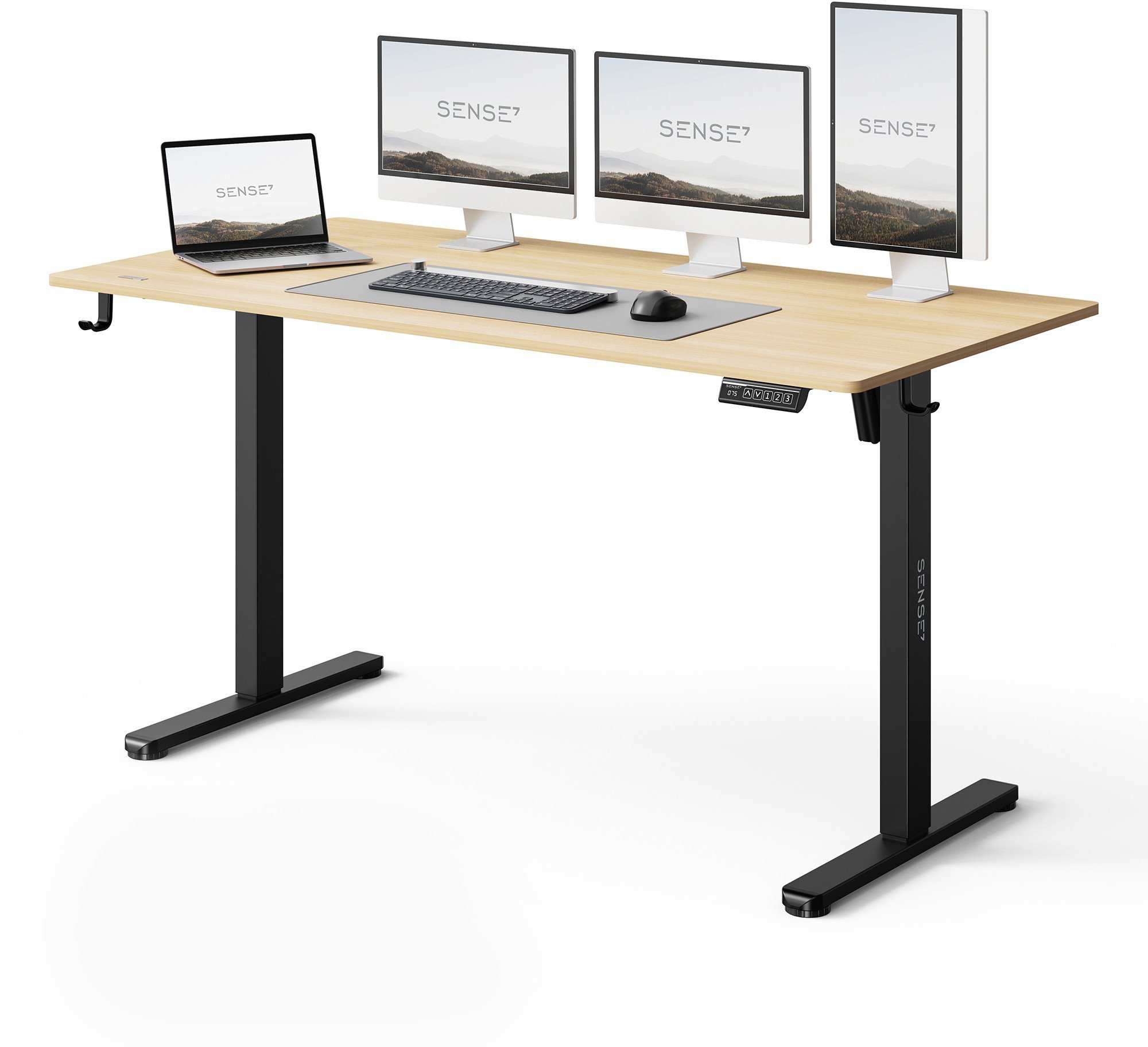 Biurko SENSE7 NOJO LIGHT Jasnobrązowo-Czarne 140 cmx70 cm