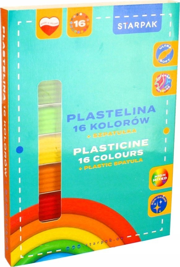 Starpak PLASTELINA 16KOL FALISTA SZPATULKA STK PUD 1/40