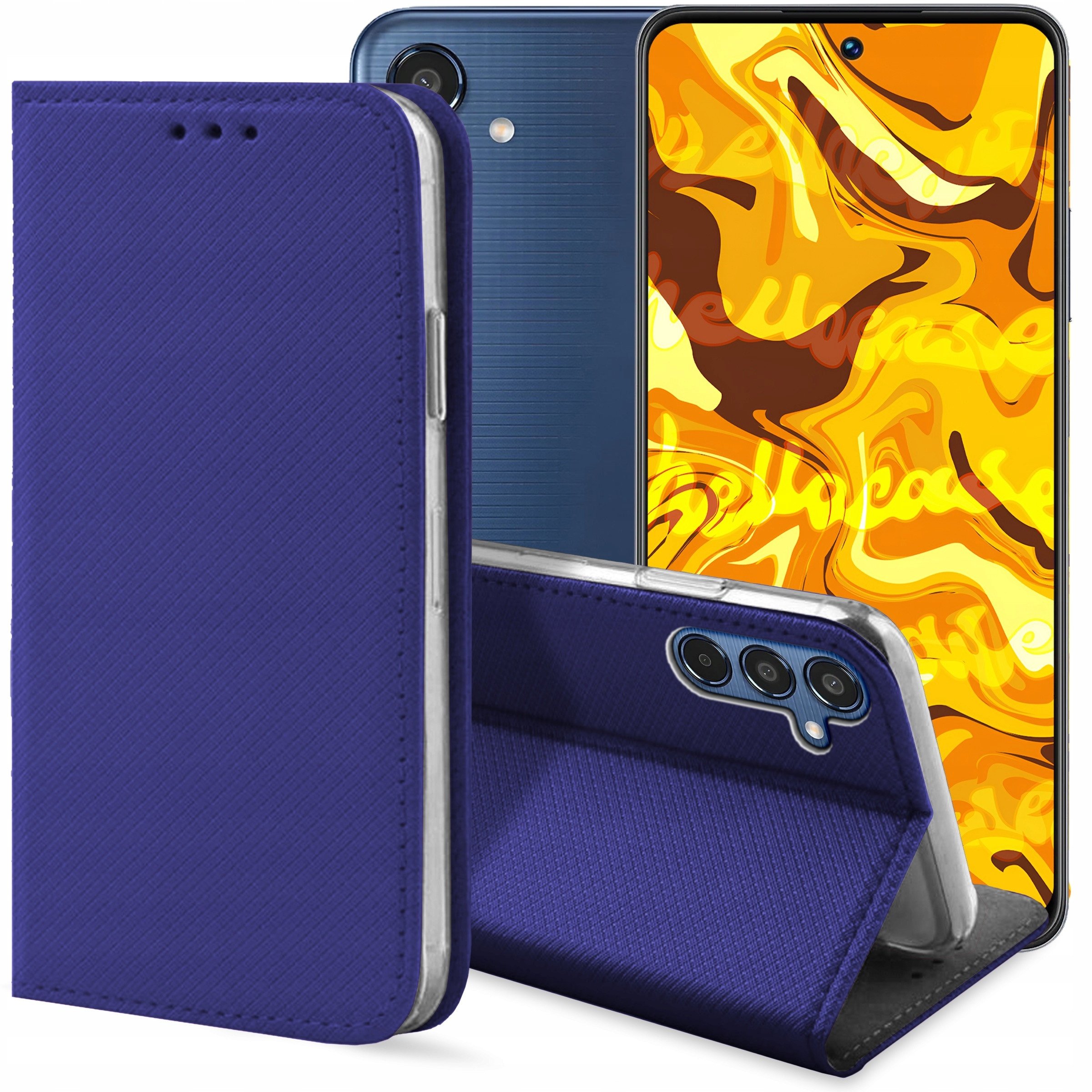 ETUI Z KLAPKĄ DO SAMSUNG GALAXY M35 5G GRANATOWE ZAMYKANE MAGNETYCZNE CASE