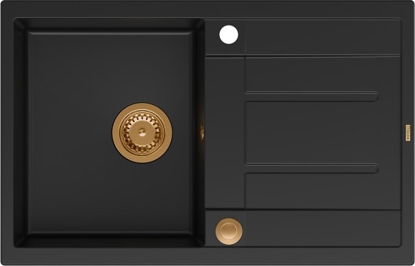 Zlewozmywak GraniteQ MORGAN 111 GraniteQ zlewozmywak pure carbon z syfonem Push To Open 1-komorowy z/o/ elementy miedziene