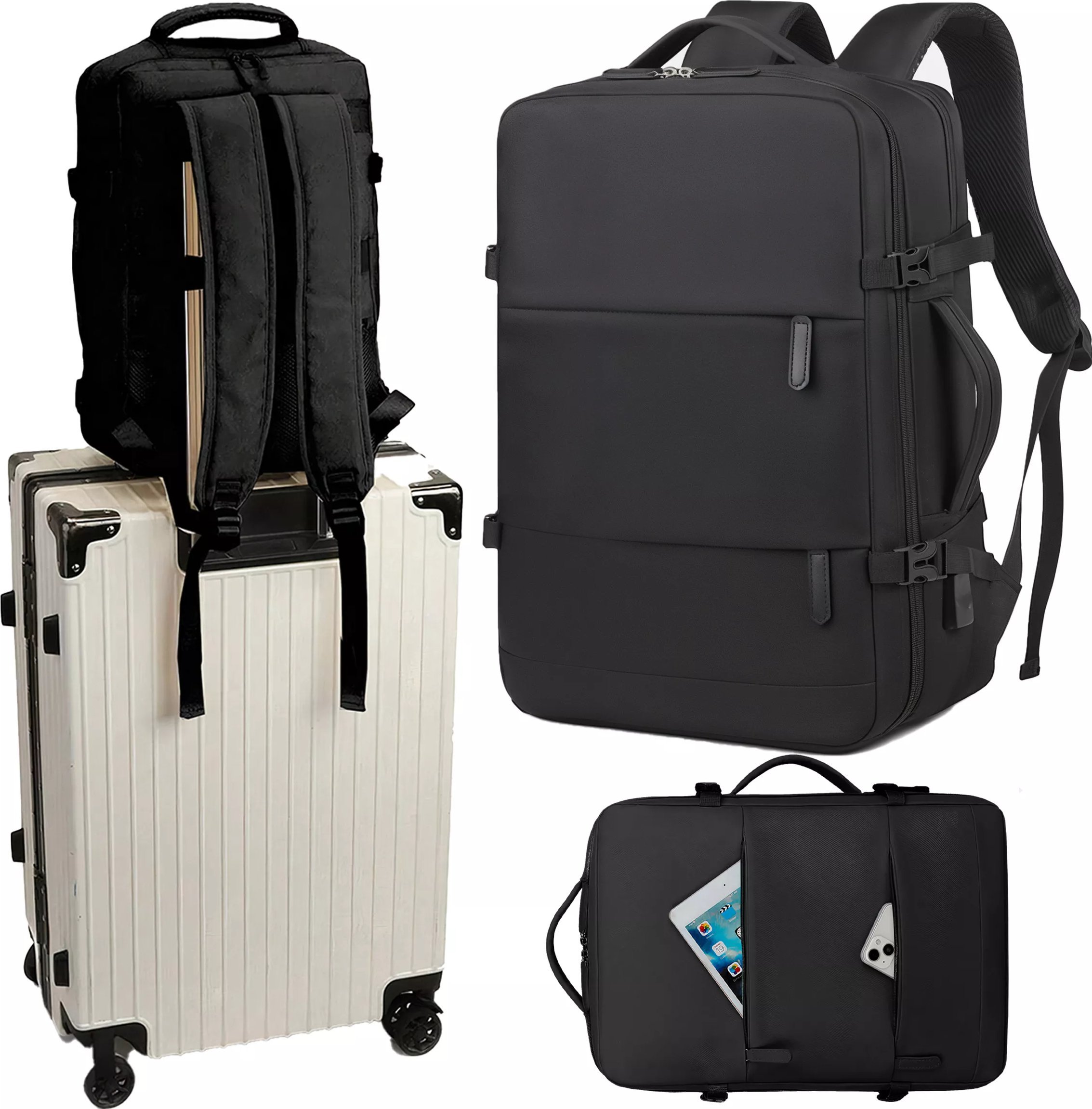 Torba Alogy Plecak Alogy na laptopa akcesoria podróżny 46x32x15 cm do pracy szkoły samolotu podróżny męski damski Czarny