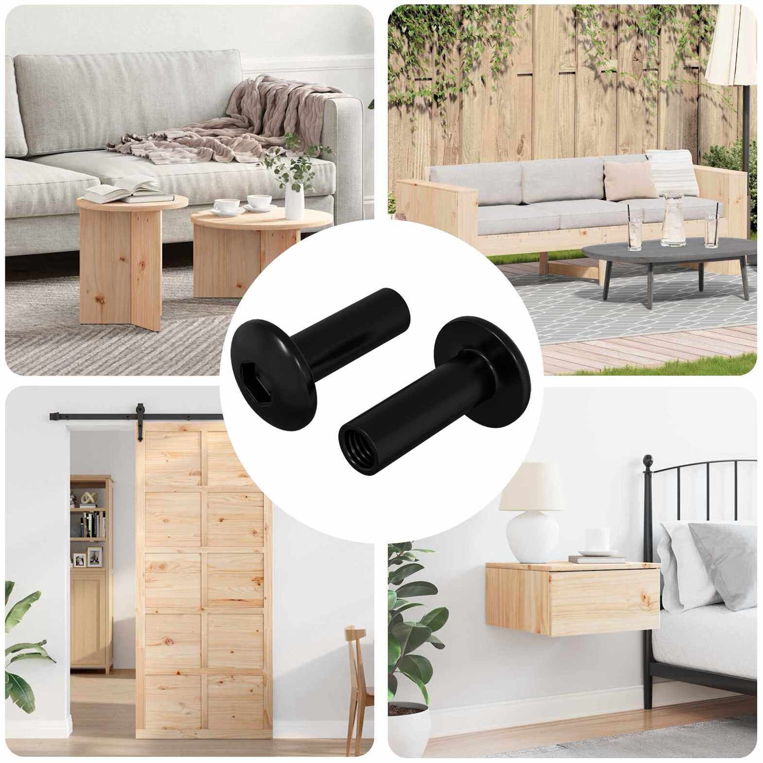 vidaXL Nakrętki Osłonowe 2 pcs Czarny M4 x 14,5 mm Żelazo