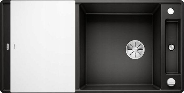 Zlewozmywak Blanco Zlewozmywak AXIA III XL 6 S-F Silgranit czarny odwracalny, korek auto., InFino, deska szkło białe