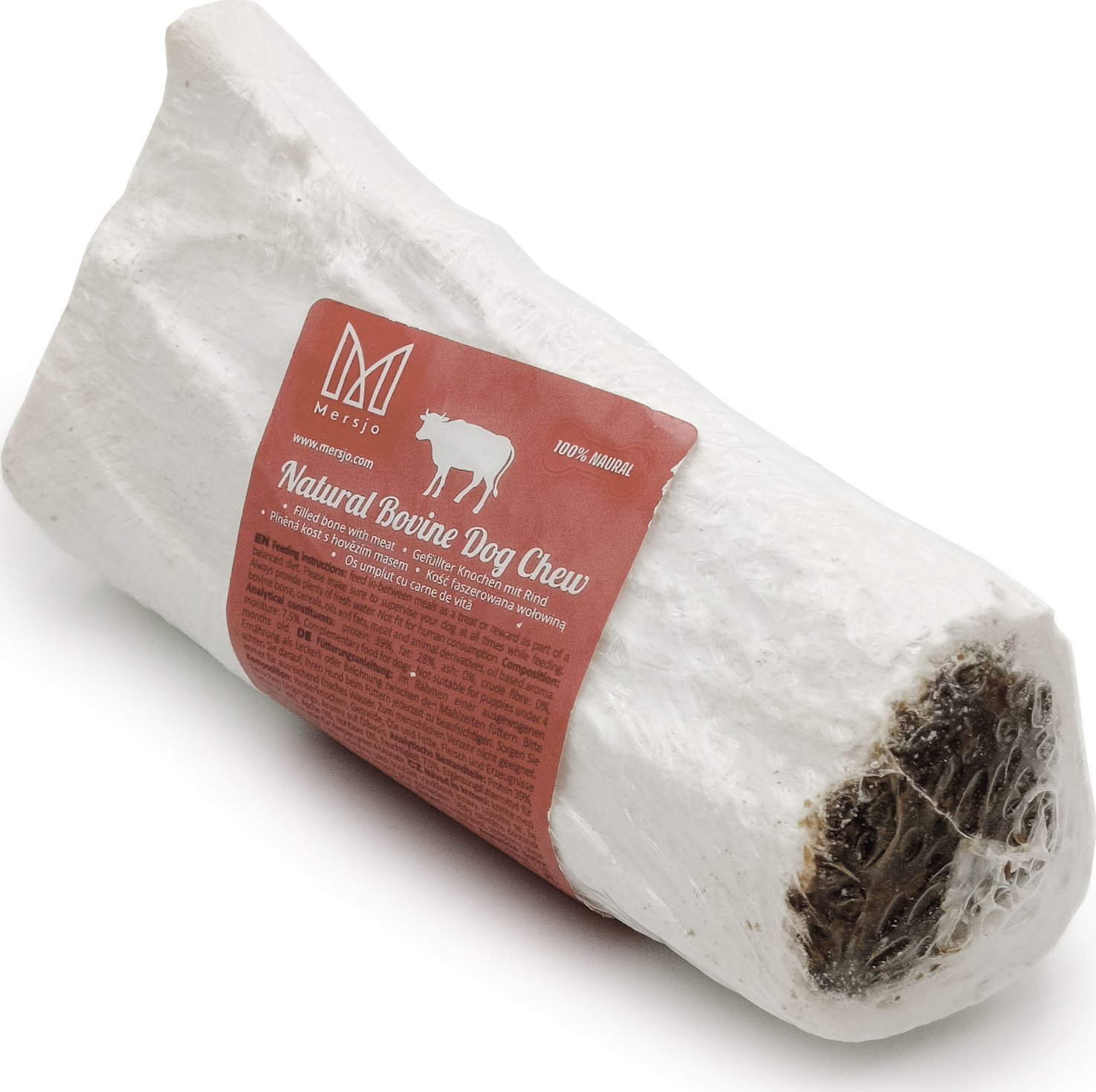 Naturalny gryzak dla psów z kością wołową i mięsem, przysmak, smakołyk, Mersjo