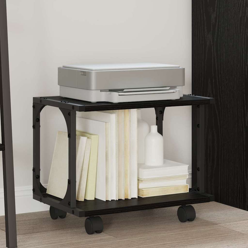 vidaXL Stojak na drukarkę Czarny Dąb 41 x 28 x 33.5 cm