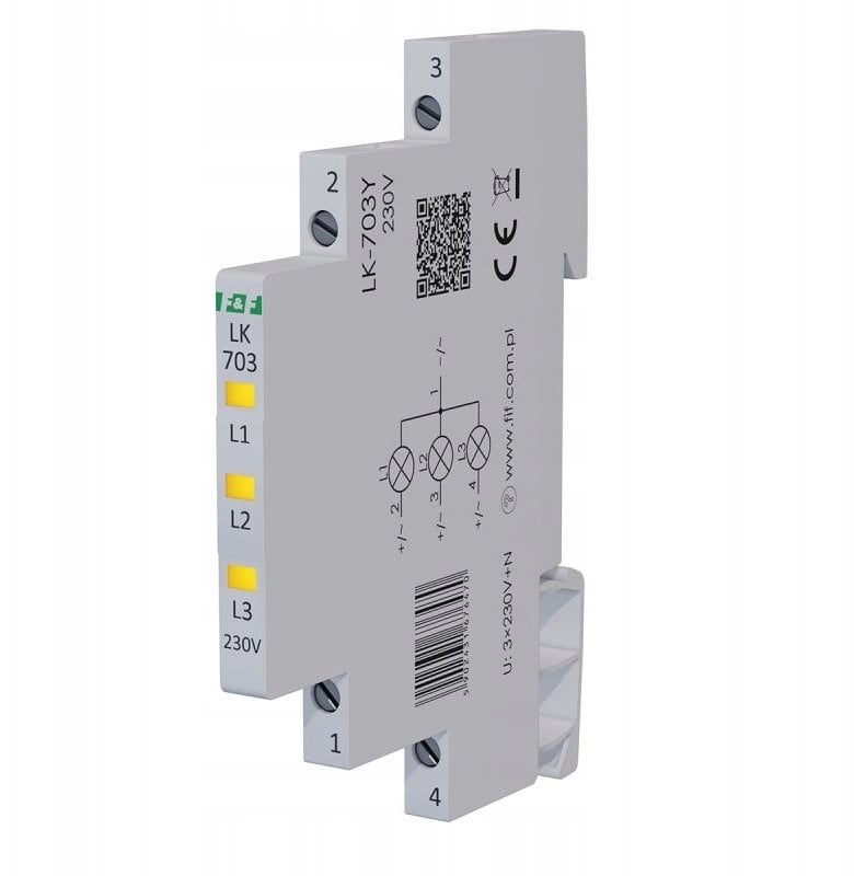 Lampka modułowa 3-fazowa żółta LED Slim 1/2 modułu 230V LK-703Y