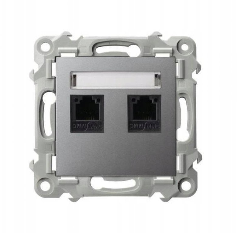SZAFIR Gniazdo telefoniczne podwójne niezależne szary mat GPT-2ZN/m/70
