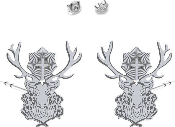 MEJK Jewellery Kolczyki Srebrne Jeleń Świętego Huberta - MEJK JEWELLERY