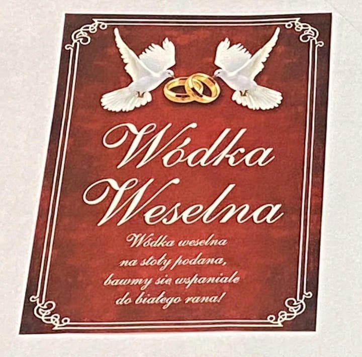 etykiety samoprzylepne na alkohol Wódkę Weselną 25szt Gołębie wzór nr 5