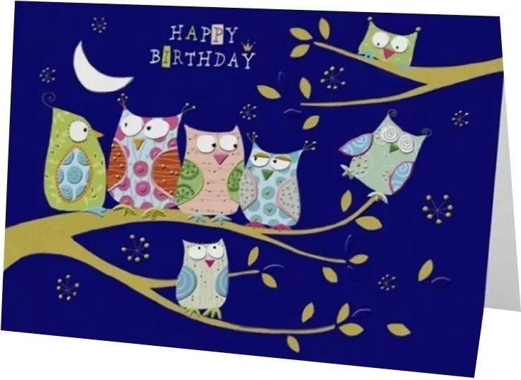 Turnowsky Karnet B6 + koperta Urodziny Sowy na drzewie