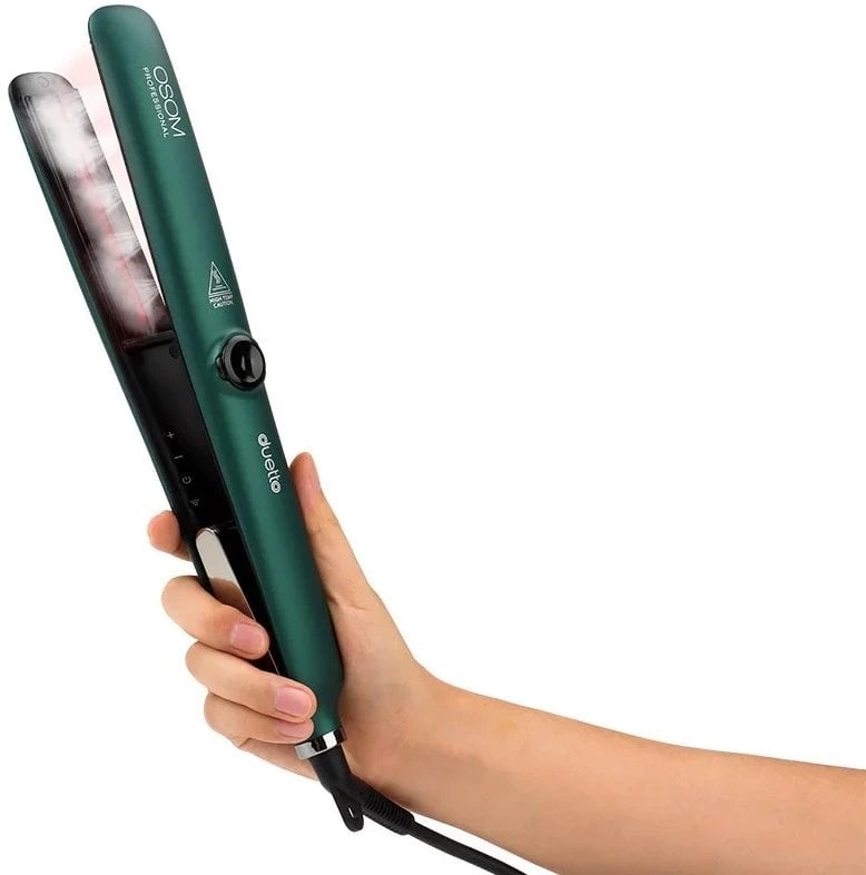 Plaukų tiesintuvas OSOM Professional Duetto Automatic Steam & Infrared Hair Straightener Green OSOMP089GR, su garų ir infraredo funkcijomis, žalios sp