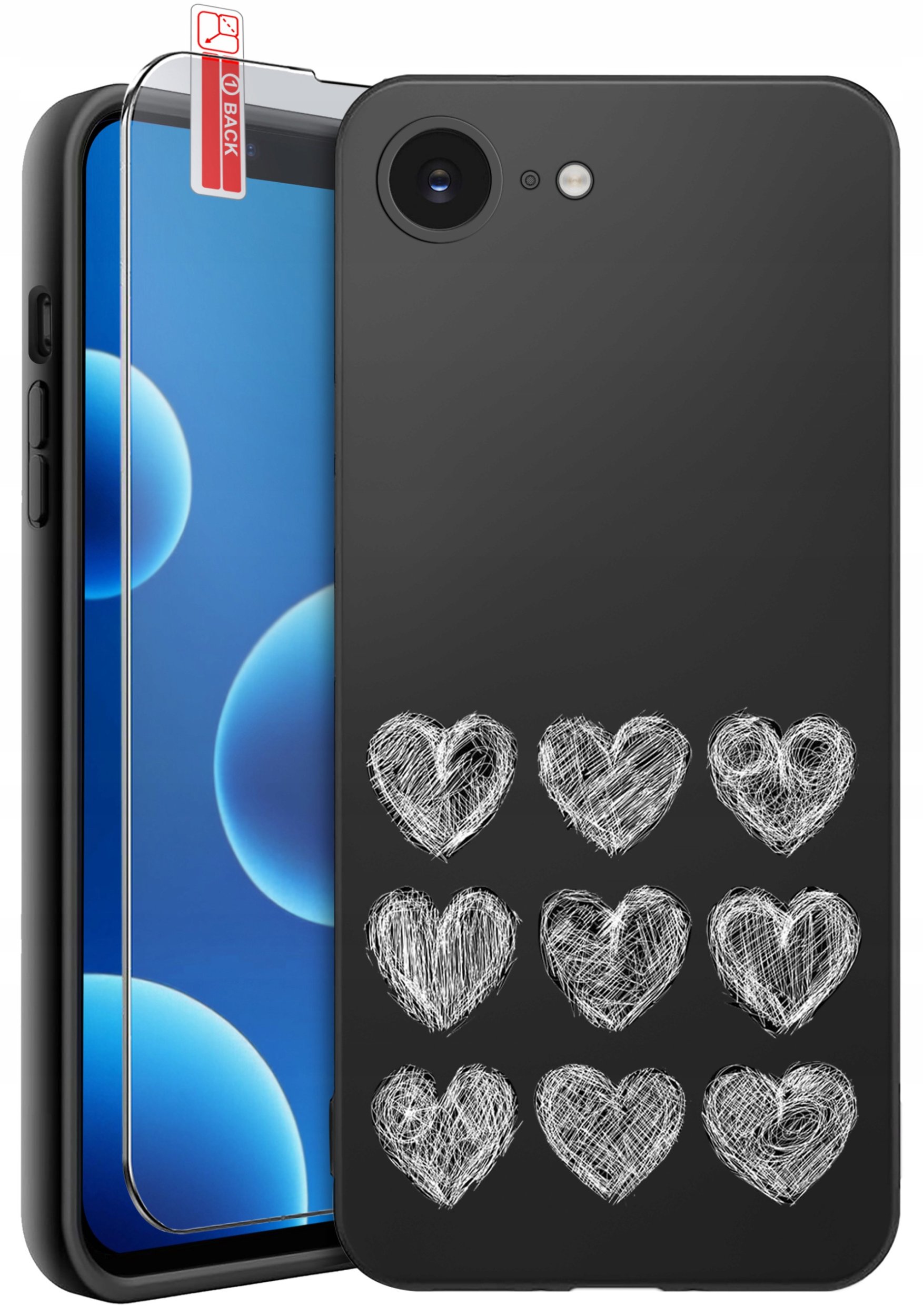 ETUI do iPhone 16e | WZORY | SILIKONOWE MATT CASE + SZKŁO 9H