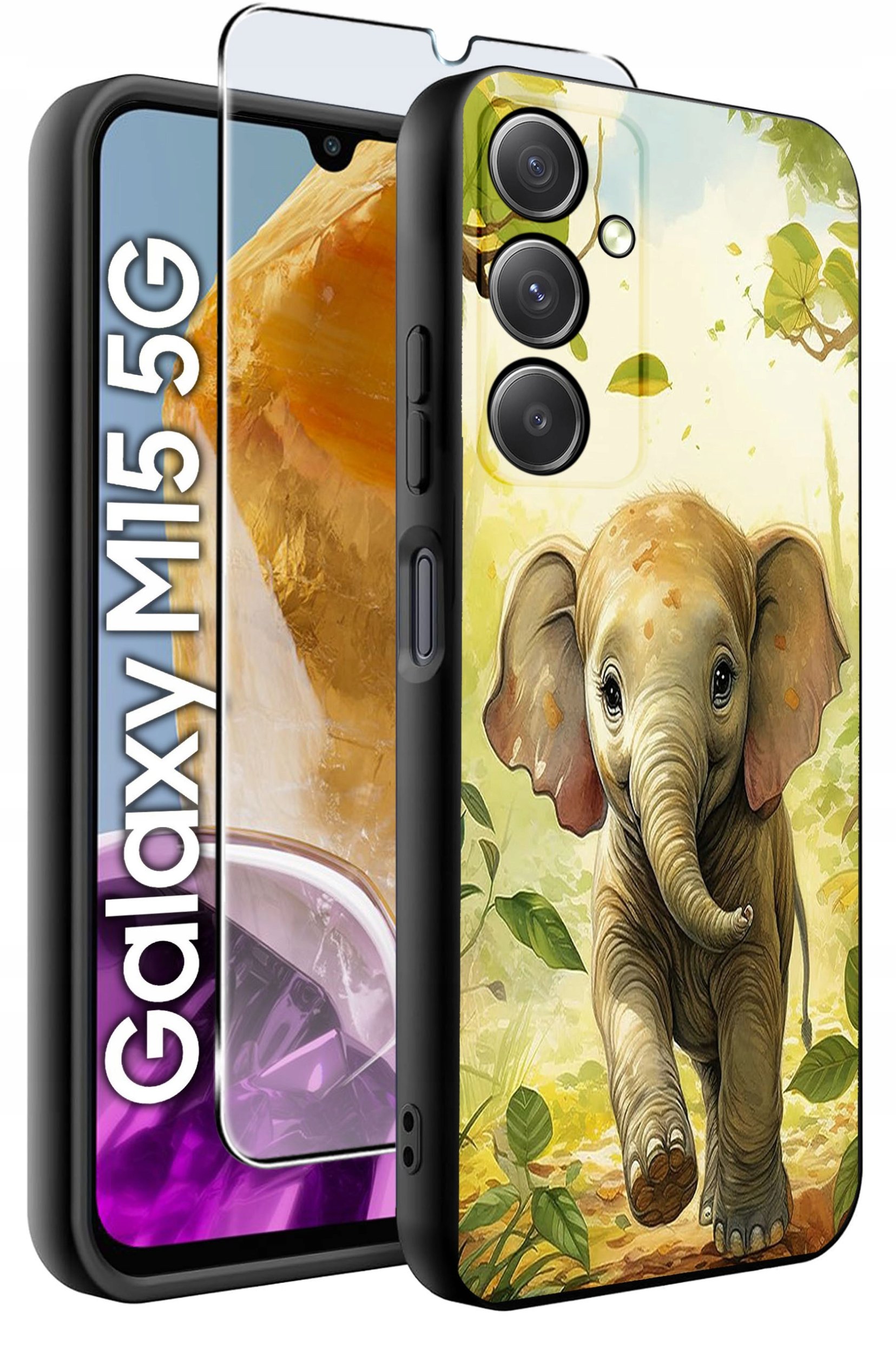 ETUI do Samsung M15 5G WZORY | SILIKONOWE MATT CASE + SZKŁO HARTOWANE 9H