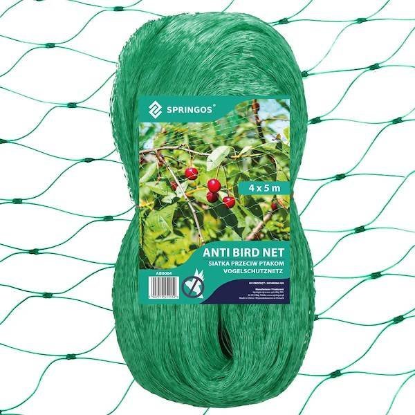 Springos Siatka na ptaki zabezpieczająca ochronna 4x5m zielona UNIWERSALNY