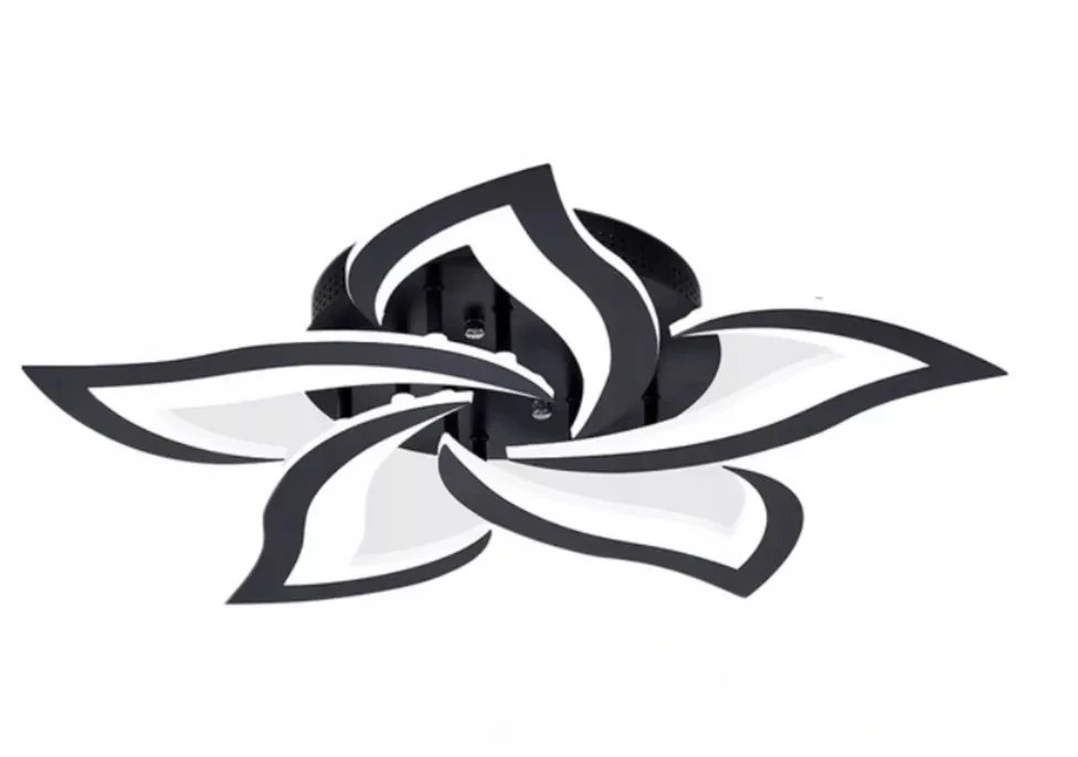 Nowoczesny Plafon LED Sufitowy Kwiat Lotosu do Salonu Czarny z Pilotem