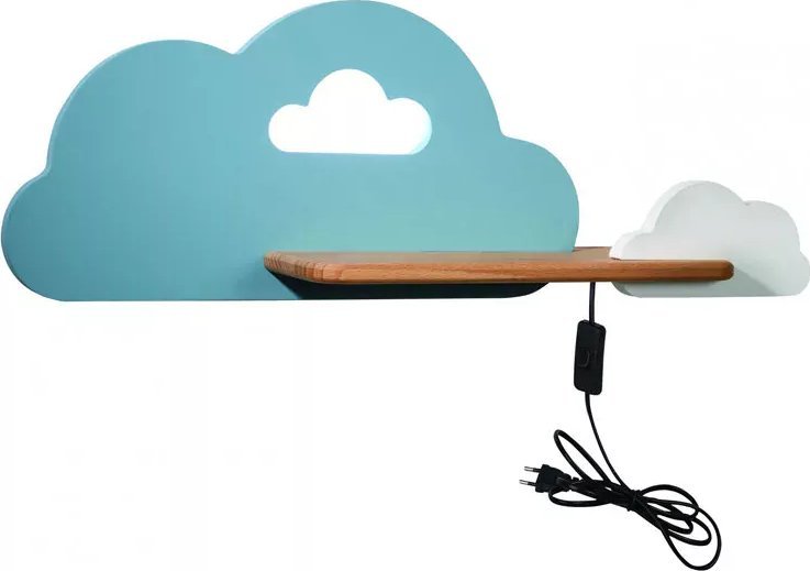 Lumes Niebiesko-biały kinkiet dziecięcy z półką i wtyczką - K002-Ampi