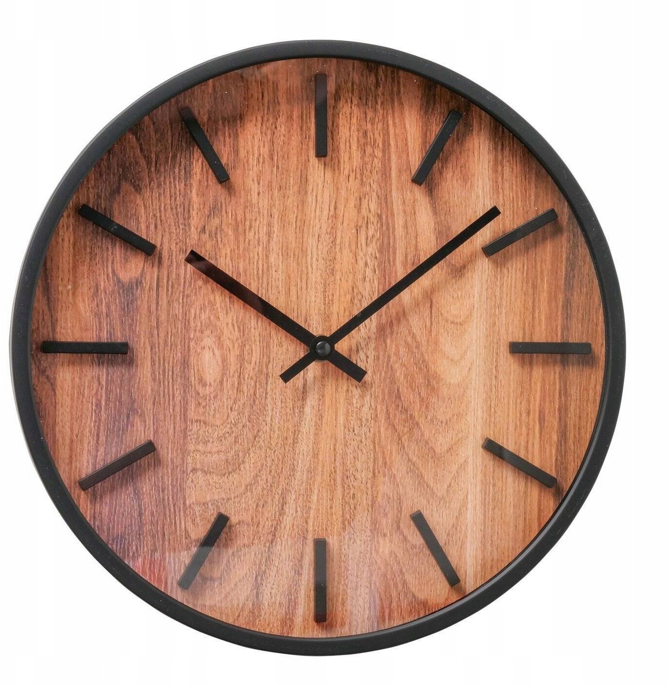 Zegar ścienny z motywem drewna, BUFORD, Ø 30 cm