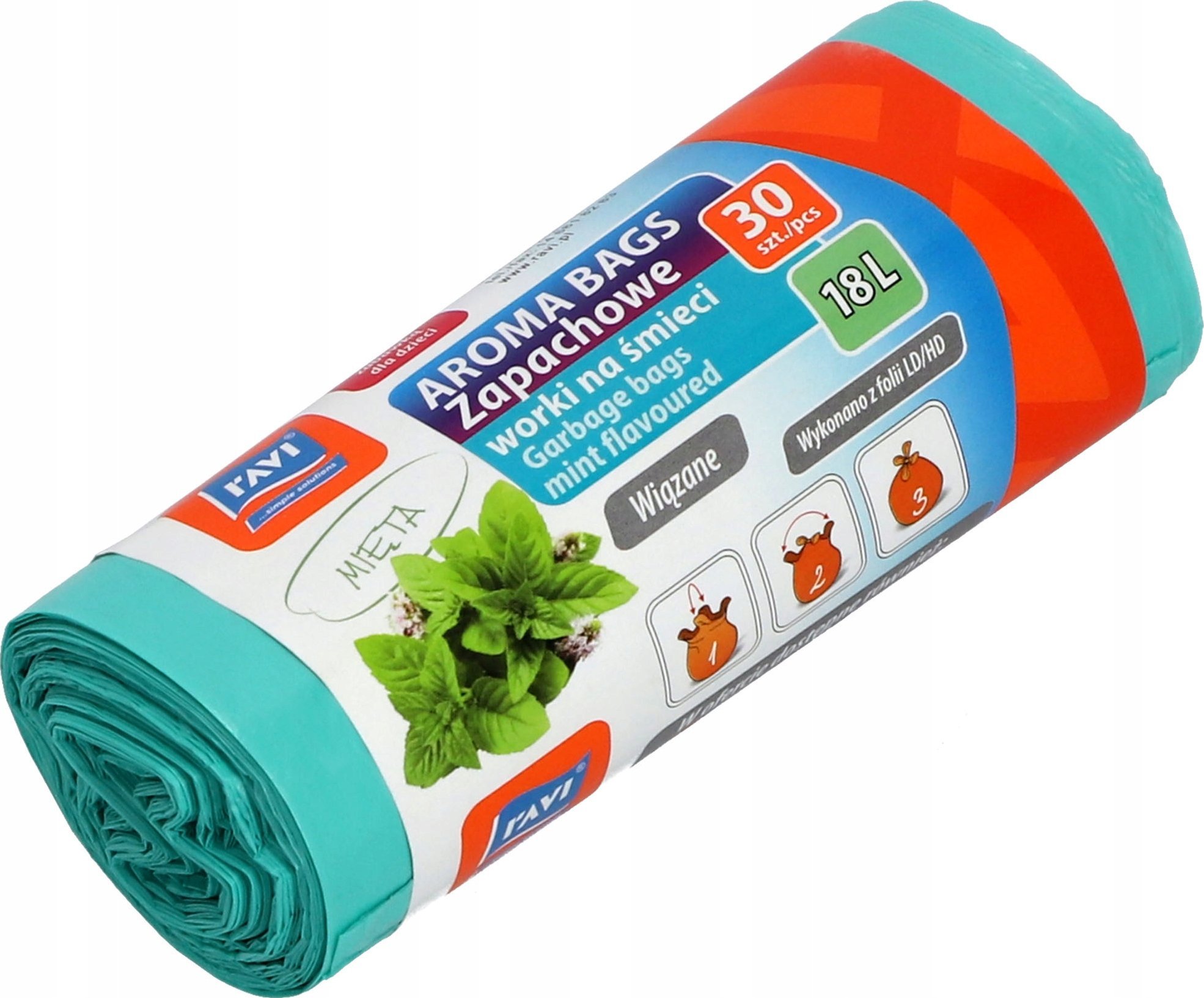 Kosz na śmieci Kadax Ravi Worki Zapachowe Na Śmieci Wiązane 30szt 18 L