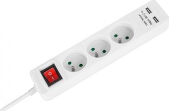 Listwa zasilająca Rebel Electro 3 gniazda 5 m biała (URZ3202-5)