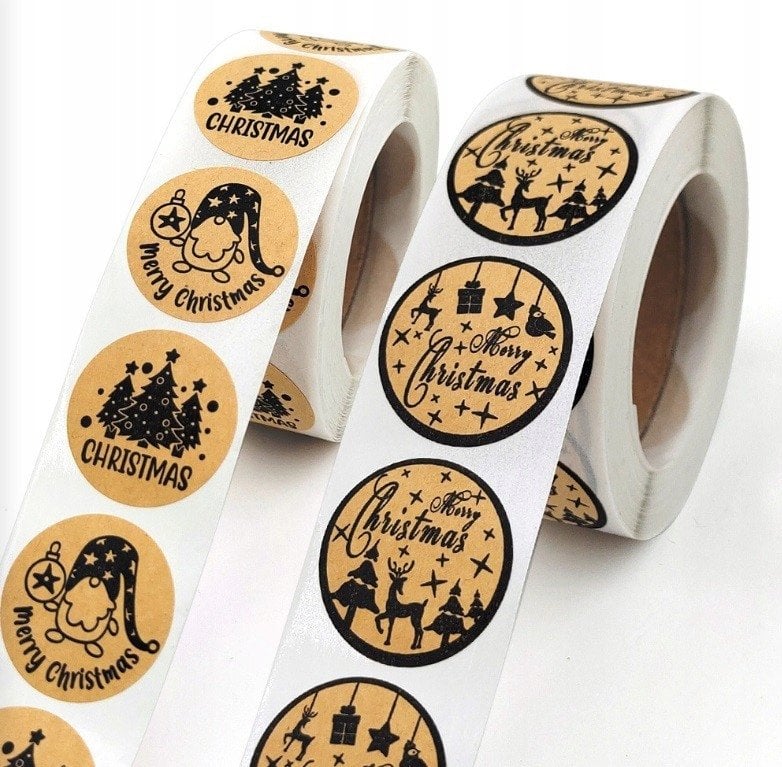 ECARLA Naklejki świąteczne Boże Narodzenie samoprzylepne na taśmie (średnica 25 mm) NNK16 1 op. - 500 szt.