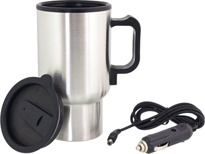 Apte Kubek termiczny 12V z grzałką 400ml srebrny