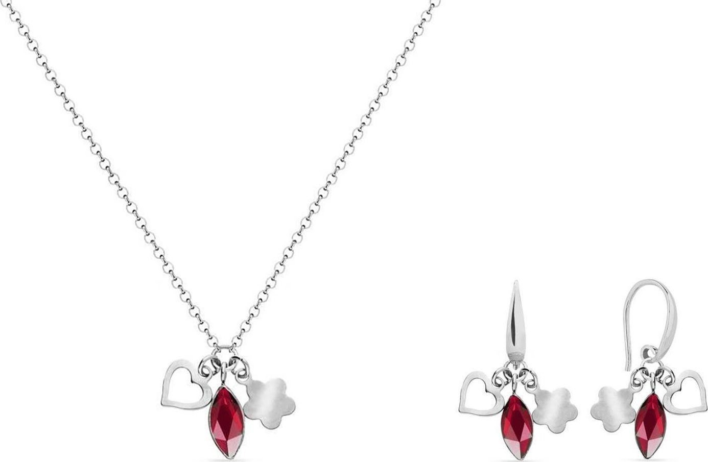 Spark Silver srebrny komplet biżuterii - kolczyki i naszyjnik z kryształem Uniwersalny