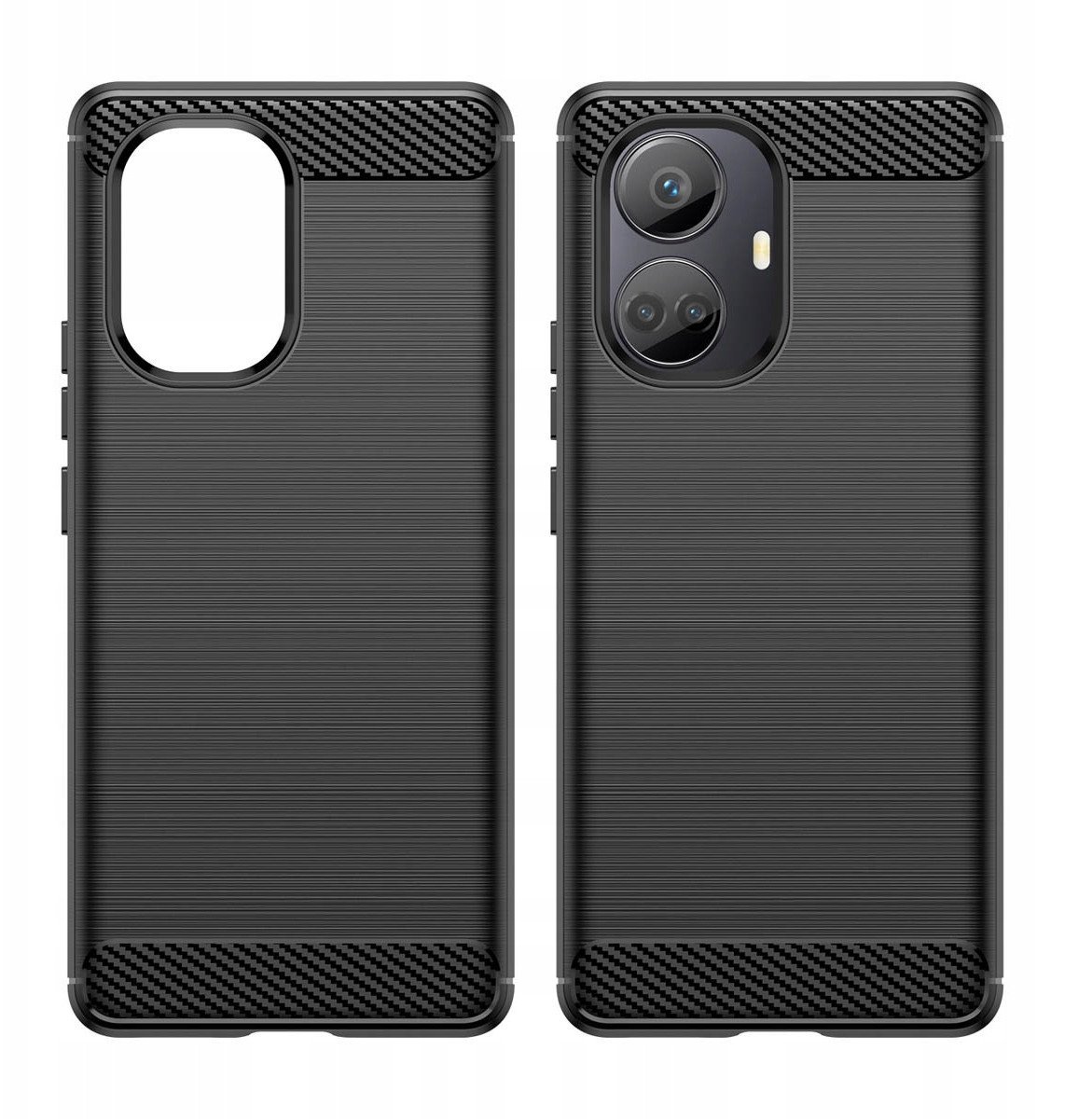 Carbon Case etui do Realme 10 Pro+ elastyczny silikonowy karbonowy pokrowiec czarne