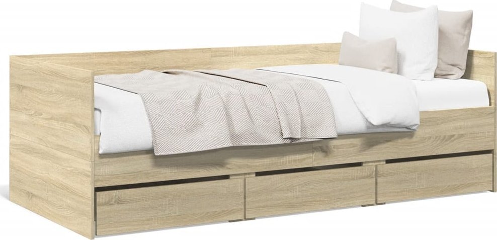 vidaXL vidaXL Łóżko dzienne z szufladami, dąb sonoma, 90x190 cm