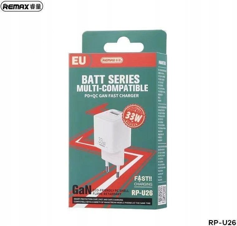 Ładowarka Remax ŁAD SIEC REMAX BATT SERIES PD QC 33W RP-U26 1xUSB + 1xUSB-C WHITE