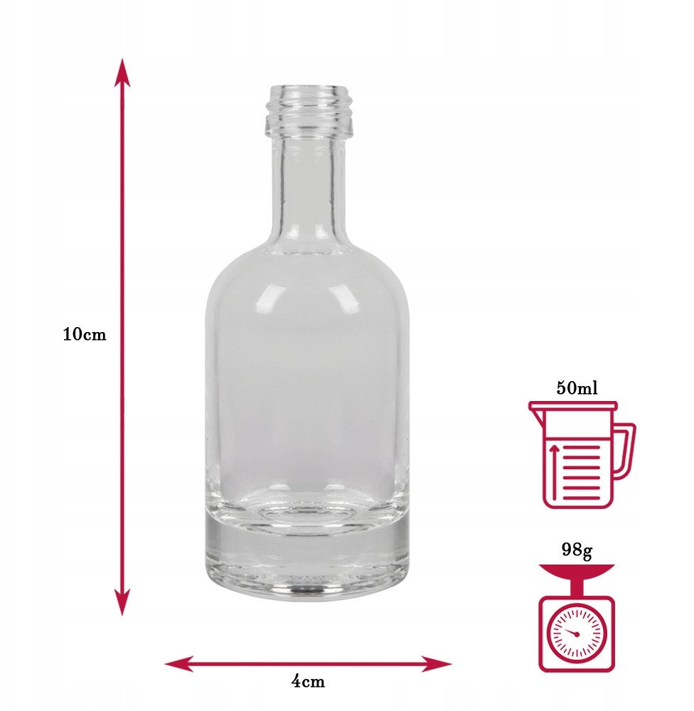 Butelka Szklana TADEK 50ml Mini Butelki Na Nalewki Wino + ZAKRĘTKA Prezent