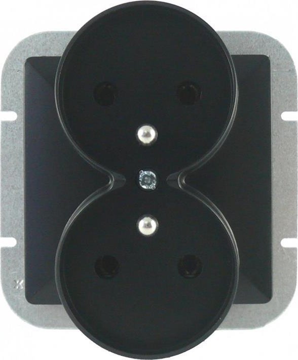 Abex Abex Perła czarny mat - gniazdo podwójne (+0) do ramki PT-6PR