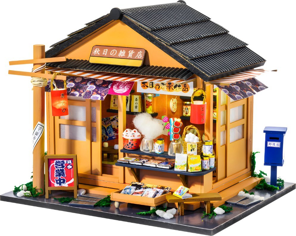 Nice Idea LITTLE STORY Składany Drewniany Model LED - Corner Grocery Store