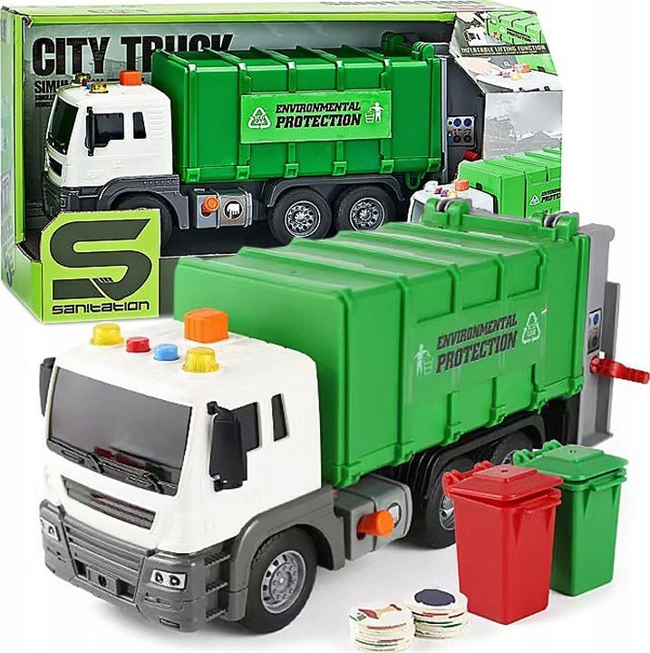 Ciężarówka Śmieciarka Duże Auto Edukacyjne Segregacja Śmieci Dźwięk Światło