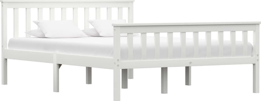 vidaXL Rama łóżka, biała, lite drewno sosnowe, 140 x 200 cm