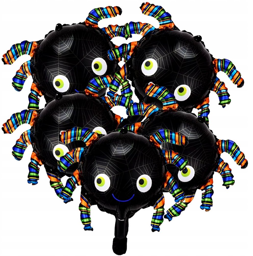 Balon Pająk Foliowy HALLOWEEN 41 cm Zestaw 5 sztuk