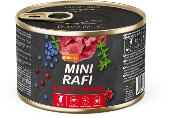 Mokra karma dla psa Mini Rafi z wołowiną 185 g