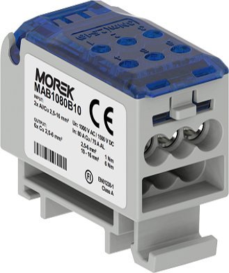 Blok Rozdzielczy Niebieski 2X 2.5-16Mm Wy: 6X 2.5-6Mm 1000Vac/1500Vdc Mab1080B10 Morek
