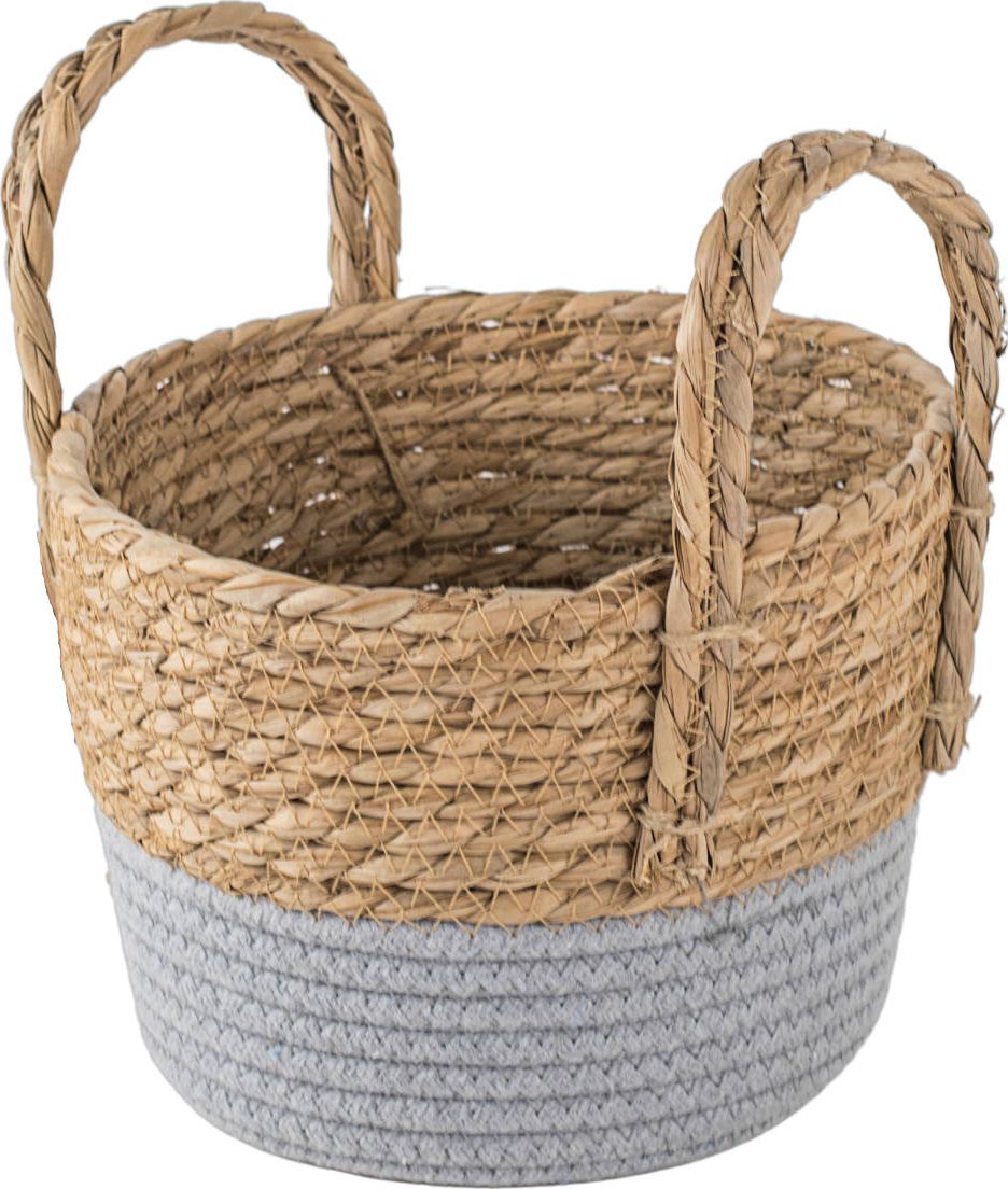 Tajemniczy ogród Kosz pleciony z uszami szary wys. 16 cm