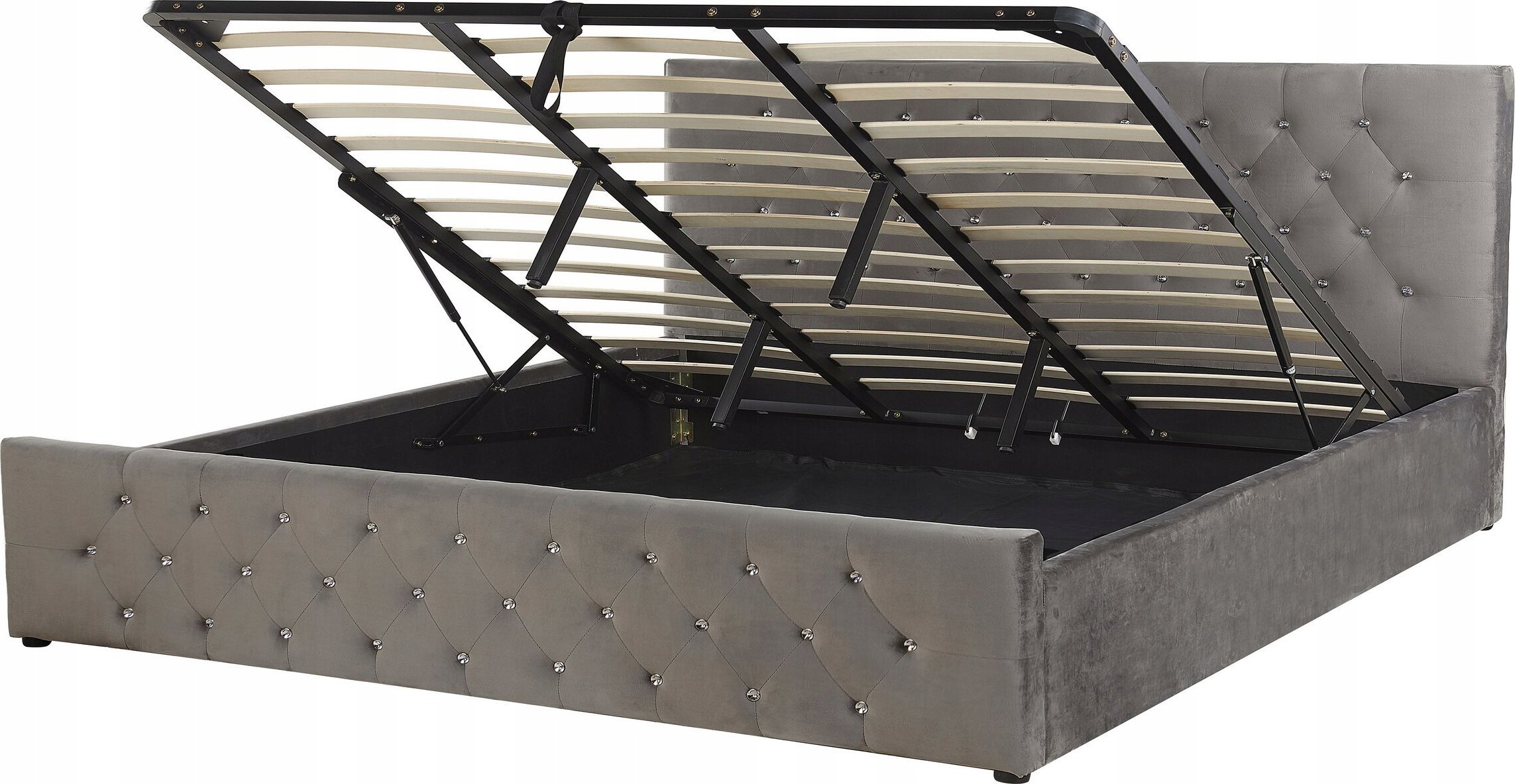 Beliani Łóżko z pojemnikiem welurowe 180 x 200 cm szare AMIENS!