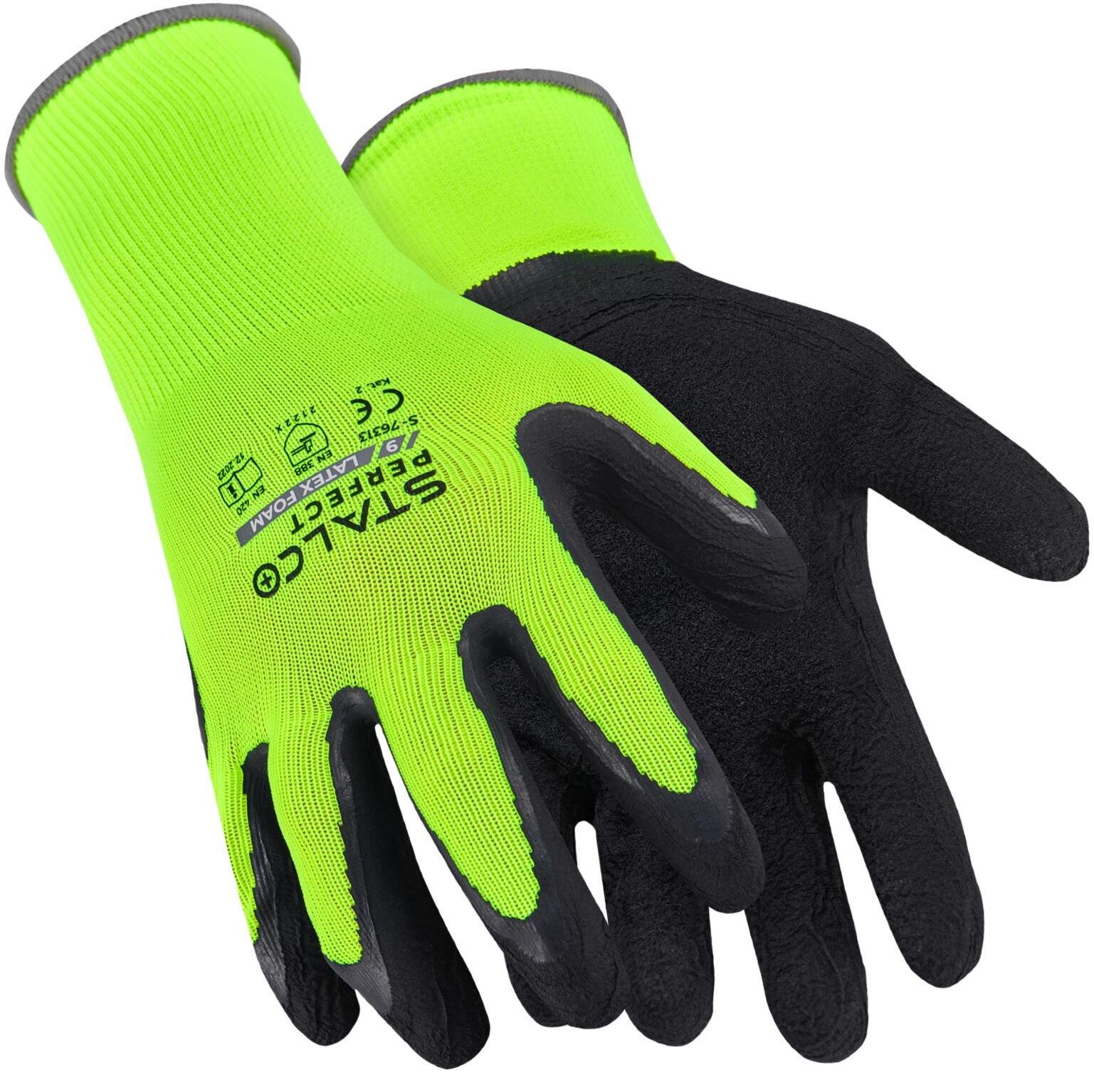 Rękawice poliestrowe powłoka lateksowa pewny chwyt splot 13g ściągacz splot waflowy LATEX FOAM 11