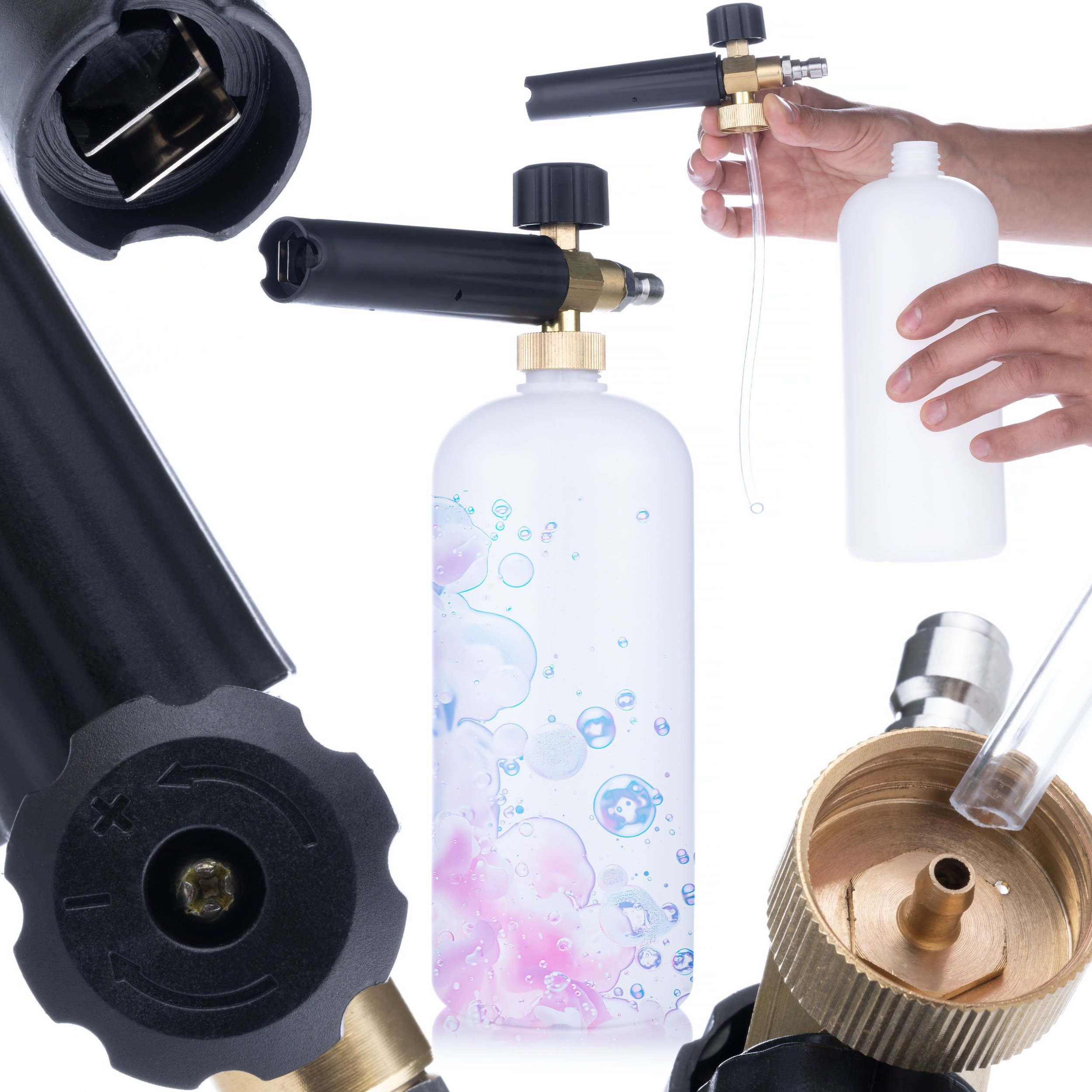 Myjka ciśnieniowa Rosfix KOMPLET DUŻA PIANOWNICA LANCA PIANY DO MYJKI SZYBKOZŁĄCZKA 1/4 1L 200BAR