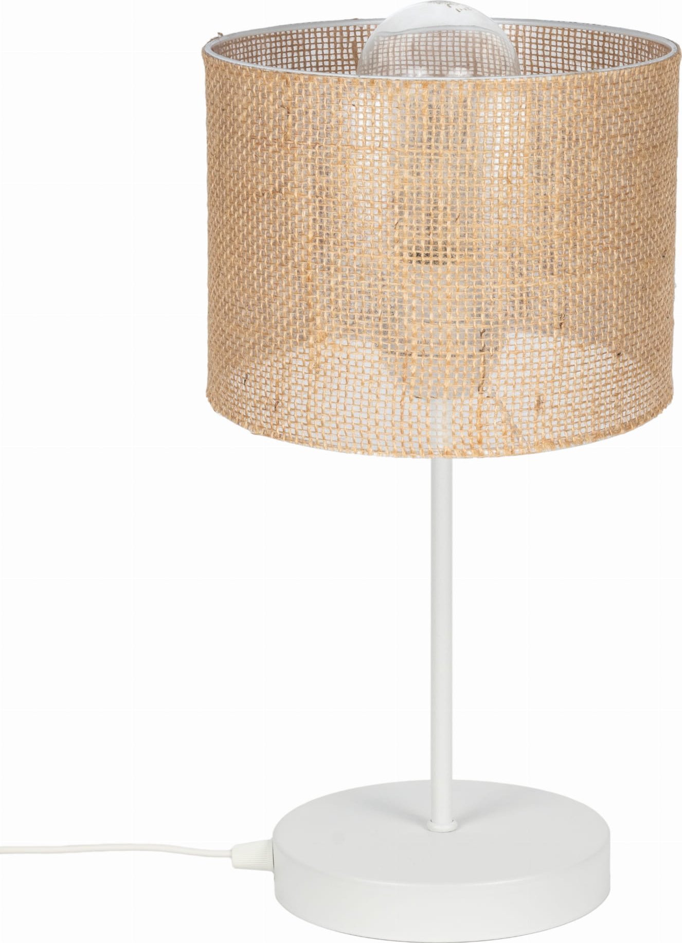 Lampka biurkowa Solar Lampka nocna gabinetowa BOHO len biała