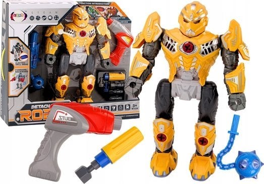 LeanToys Robot Do Skręcania Broń Wiertarka Śrubokręt Światła Dźwięk Żółty