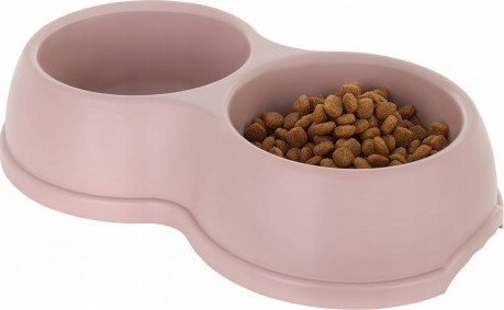 Barry King Miska plastikowa podwójna dla psów i kotów L, 1,2L, beżowa, 35x20cm,