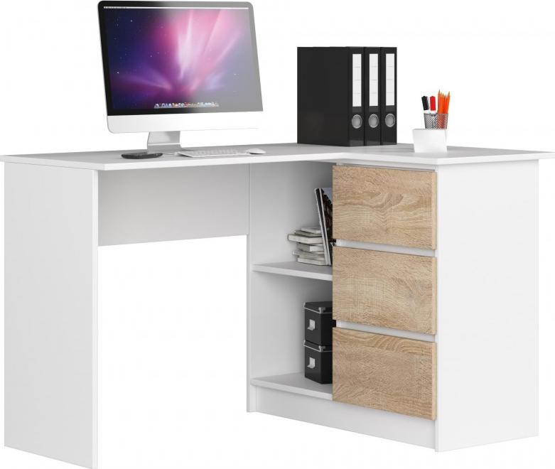 Biurko Fabryka Mebli Akord B16 Dąb Sonoma i biel 124 cm x 85 cm