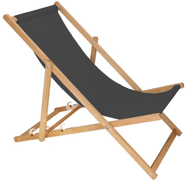 Leżak drewniany ogrodowy z 3-stopniową regulacją składany plażowy grafitowy UNIWERSALNY