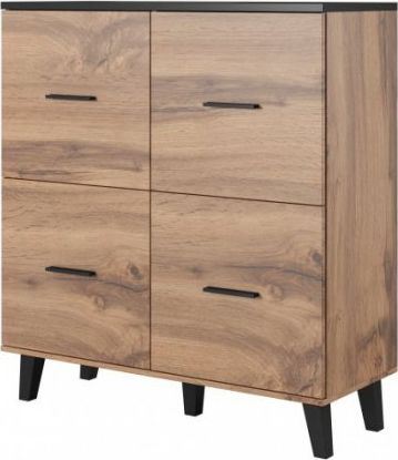 Cama Meble Komoda LOTTA 110 4D wotan + czarny mat