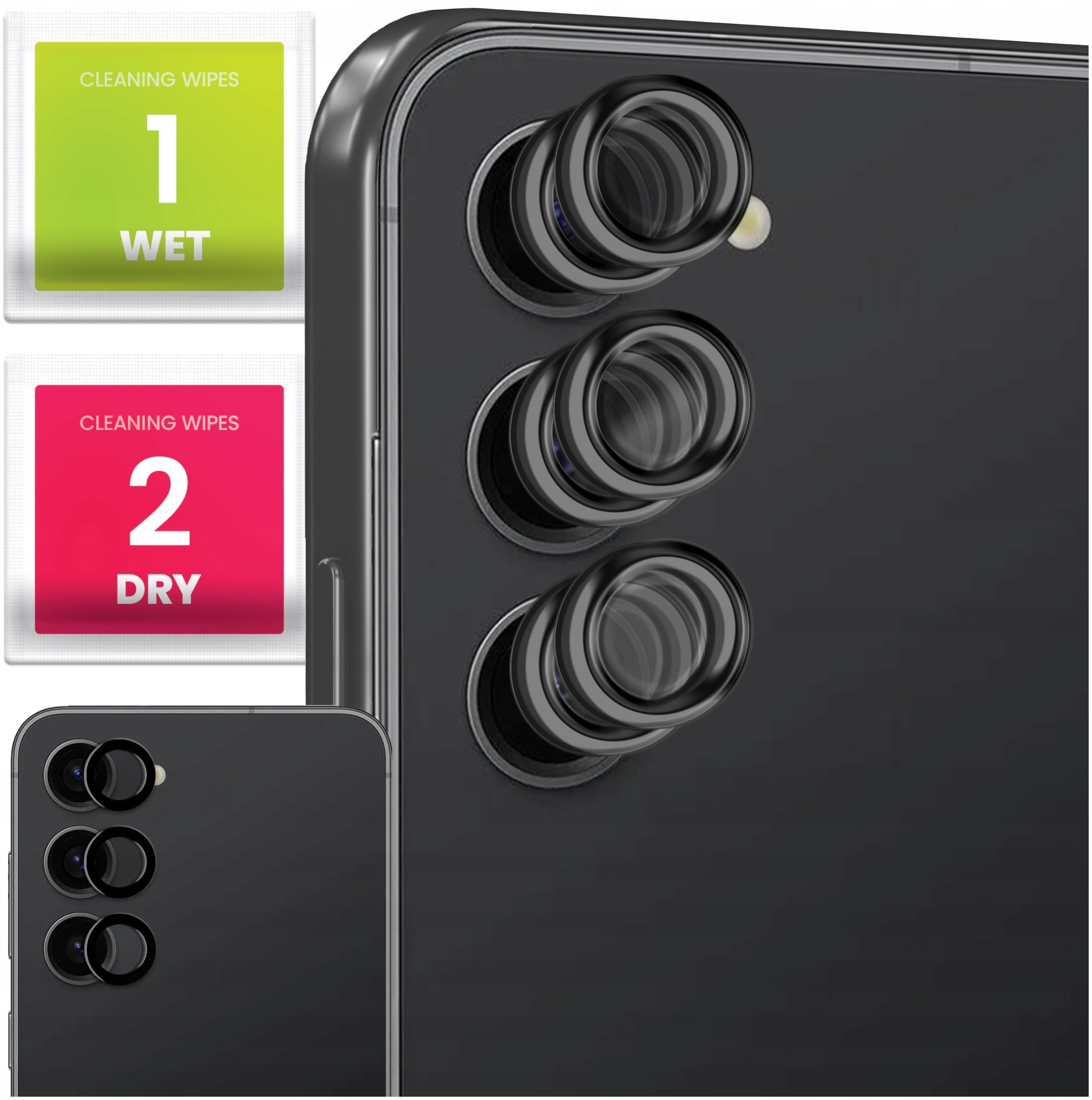 6x Szkło Na Aparat Do Samsung Galaxy S23 / S23 Plus (Na Obiektywy, Czarne)